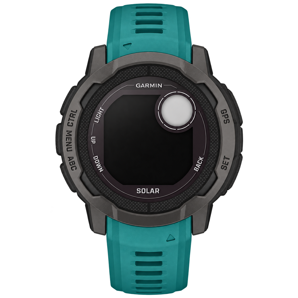Garmin Instinct watch with a teal strap